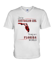 AUSTRALIAN GIRL LIVING IN FLORIDA WORLD V-Neck T-Shirt tile