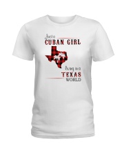 CUBAN GIRL LIVING IN TEXAS WORLD Ladies T-Shirt tile