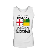 LIVE IN ENGLAND BEGAN IN SASKATCHEWAN ROOT Unisex Tank thumbnail