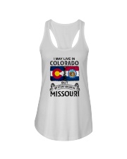 LIVE IN COLORADO BEGAN IN MISSOURI Ladies Flowy Tank tile