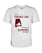 VIRGINIA GIRL LIVING IN ALABAMA WORLD V-Neck T-Shirt thumbnail