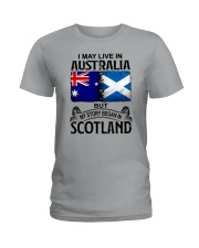 LIVE IN AUSTRALIA BEGAN IN SCOTLAND Ladies T-Shirt tile