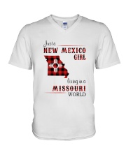 NEW MEXICO GIRL LIVING IN MISSOURI WORLD V-Neck T-Shirt thumbnail