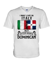 LIVE IN ITALY BEGAN IN DOMINICAN V-Neck T-Shirt tile