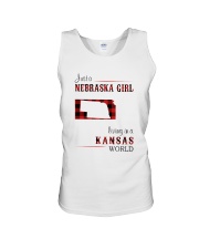 NEBRASKA GIRL LIVING IN KANSAS WORLD Unisex Tank thumbnail