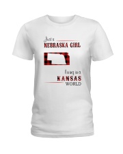NEBRASKA GIRL LIVING IN KANSAS WORLD Ladies T-Shirt thumbnail