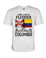 LIVE IN FLORIDA BEGAN IN COLOMBIA V-Neck T-Shirt thumbnail