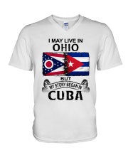 LIVE IN OHIO BEGAN IN CUBA V-Neck T-Shirt thumbnail