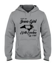 JUST AN IOWA GIRL IN A NORTH CAROLINA WORLD Hooded Sweatshirt thumbnail