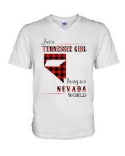TENNESSEE GIRL LIVING IN NEVADA WORLD V-Neck T-Shirt thumbnail