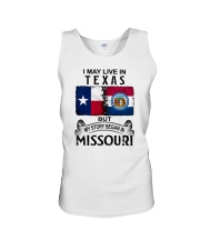 LIVE IN TEXAS BEGAN IN MISSOURI Unisex Tank tile