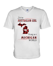 AUSTRALIAN GIRL LIVING IN MICHIGAN WORLD V-Neck T-Shirt thumbnail