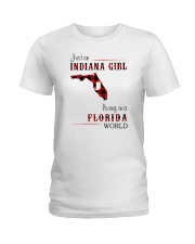 INDIANAN GIRL LIVING IN FLORIDA WORLD Ladies T-Shirt tile