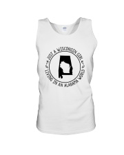WISCONSIN GIRL LIVING IN ALABAMA WORLD Unisex Tank thumbnail