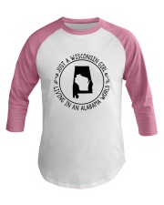 WISCONSIN GIRL LIVING IN ALABAMA WORLD Baseball Tee thumbnail