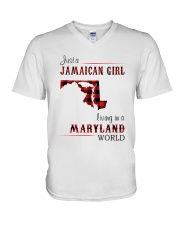 JAMAICAN GIRL LIVING IN MARYLAND WORLD V-Neck T-Shirt thumbnail
