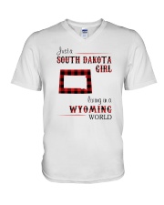 SOUTH DAKOTA GIRL LIVING IN WYOMING V-Neck T-Shirt thumbnail