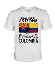 LIVE IN ARIZONA BEGAN IN COLOMBIA V-Neck T-Shirt tile