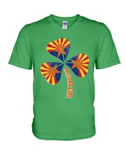 Arizona Flag Clover Leaf V-Neck T-Shirt tile