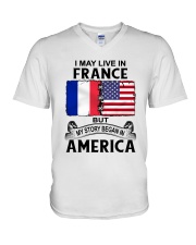 LIVE IN FRANCE BEGAN IN AMERICA ROOT WOMEN V-Neck T-Shirt thumbnail