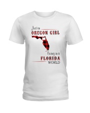 OREGON GIRL LIVING IN FLORIDA WORLD Ladies T-Shirt thumbnail
