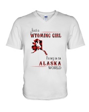 WYOMING GIRL LIVING IN ALASKA WORLD V-Neck T-Shirt thumbnail