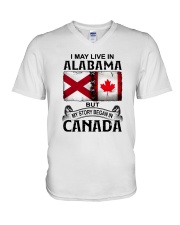 LIVE IN ALABAMA BUT MY STORY BEGAN IN CANADA V-Neck T-Shirt tile