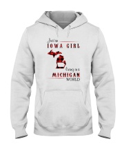 IOWA GIRL LIVING IN MICHIGAN WORLD Hooded Sweatshirt thumbnail
