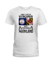 LIVE IN VIRGINIA BUT MY STORY BEGAN IN MARYLAND Ladies T-Shirt tile
