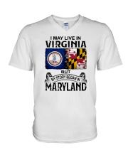 LIVE IN VIRGINIA BUT MY STORY BEGAN IN MARYLAND V-Neck T-Shirt tile