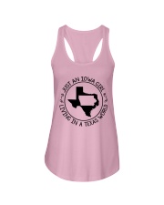 JUST AN IOWA GIRL LIVING IN TEXAS WORLD Ladies Flowy Tank thumbnail