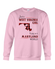 WEST VIRGINIA GIRL LIVING IN MARYLAND WORLD Crewneck Sweatshirt tile
