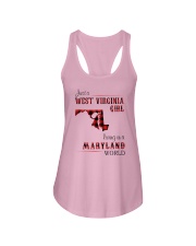 WEST VIRGINIA GIRL LIVING IN MARYLAND WORLD Ladies Flowy Tank tile