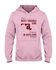 WEST VIRGINIA GIRL LIVING IN MARYLAND WORLD Hooded Sweatshirt tile