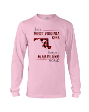 WEST VIRGINIA GIRL LIVING IN MARYLAND WORLD Long Sleeve Tee tile