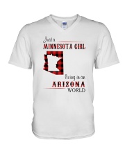 MINNESOTA GIRL LIVING IN ARIZONA WORLD V-Neck T-Shirt tile