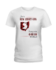 JERSEY GIRL LIVING IN OHIO WORLD Ladies T-Shirt thumbnail