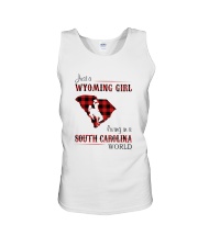 WYOMING GIRL LIVING IN SOUTH CAROLINA WORLD Unisex Tank thumbnail