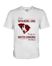 WYOMING GIRL LIVING IN SOUTH CAROLINA WORLD V-Neck T-Shirt thumbnail