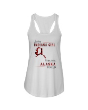 INDIANA GIRL LIVING IN ALASKA WORLD Ladies Flowy Tank tile