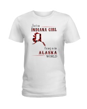 INDIANA GIRL LIVING IN ALASKA WORLD Ladies T-Shirt tile