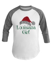 Louisiana Girl Giltter Christmas Baseball Tee tile