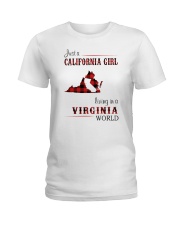 CALIFORNIA GIRL LIVING IN VIRGINIA WORLD Ladies T-Shirt thumbnail