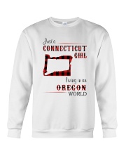 CONNECTICUT GIRL LIVING IN OREGON WORLD Crewneck Sweatshirt thumbnail
