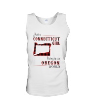 CONNECTICUT GIRL LIVING IN OREGON WORLD Unisex Tank thumbnail