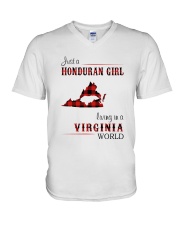 HONDURAN GIRL LIVING IN VIRGINIA WORLD V-Neck T-Shirt tile