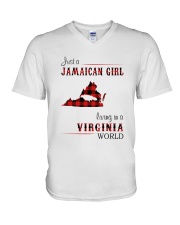 JAMAICAN GIRL LIVING IN VIRGINIA WORLD V-Neck T-Shirt thumbnail