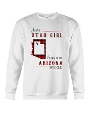 UTAH GIRL LIVING IN ARIZONA WORLD Crewneck Sweatshirt tile