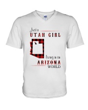 UTAH GIRL LIVING IN ARIZONA WORLD V-Neck T-Shirt tile