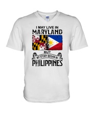LIVE IN MARYLAND BEGAN IN PHILIPPINES V-Neck T-Shirt tile